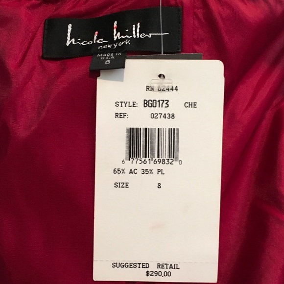 Nicole Miller cherry taffeta bustier/hi-lo gown - Picture 5 of 6